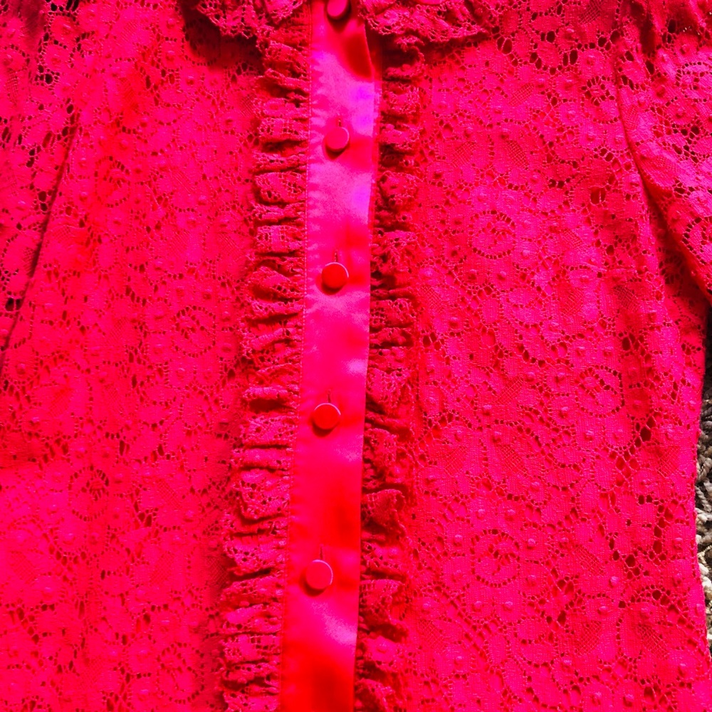 Gucci Hot Pink Lace Button- Front Dress. Size 38 - Picture 14 of 16